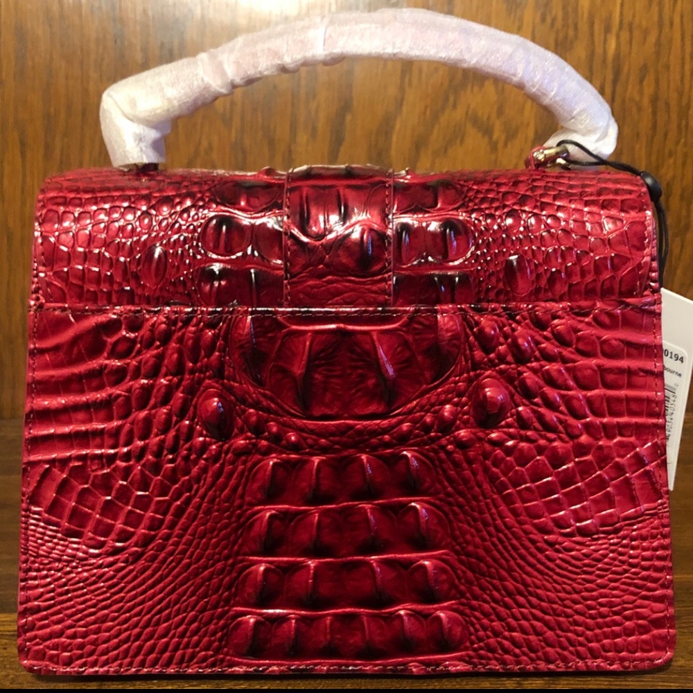 NWT-Brahmin-Small Hallie-Merlot Ombre Melbourne-Leather-Dust Bag-$325 - Picture 9 of 16